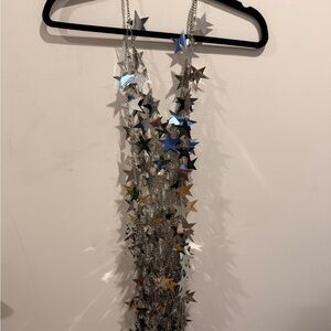 Chain mail silver star mirror dress